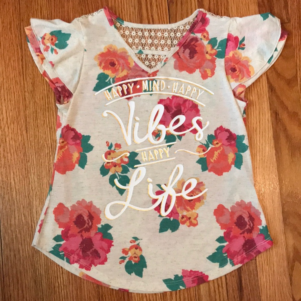 Belle du Jour Girls (M) Floral Short Sleeve Top EUC